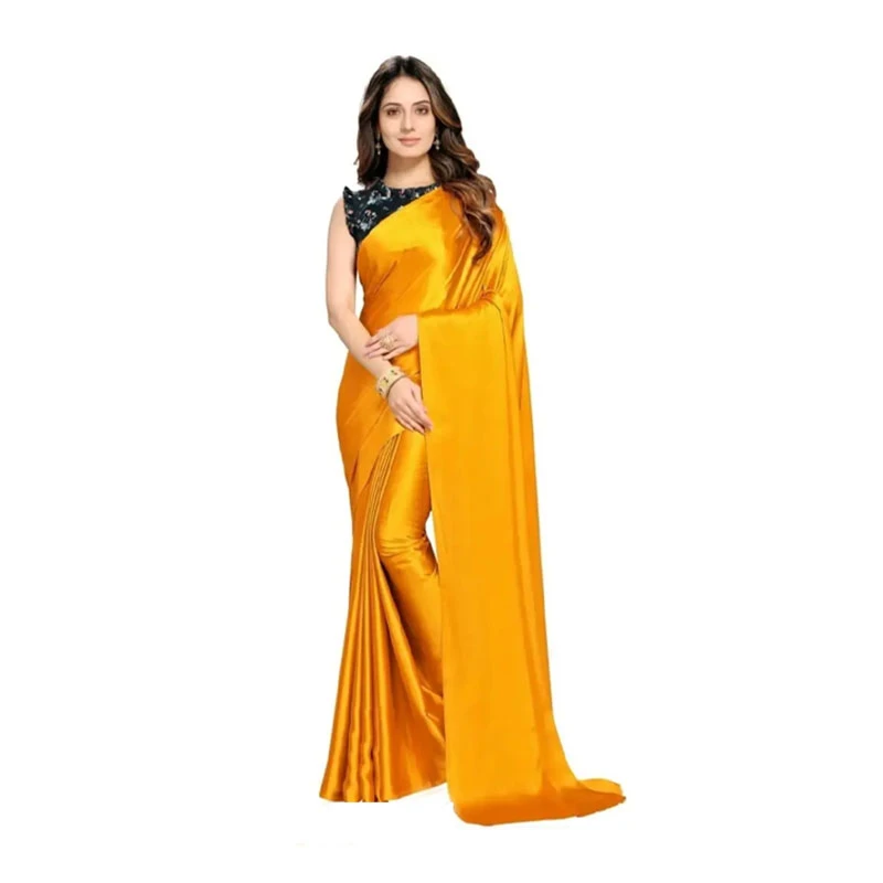 Japani Silk Saree | Soft Japanese Silk Saree Basanti Color (12 Hand)